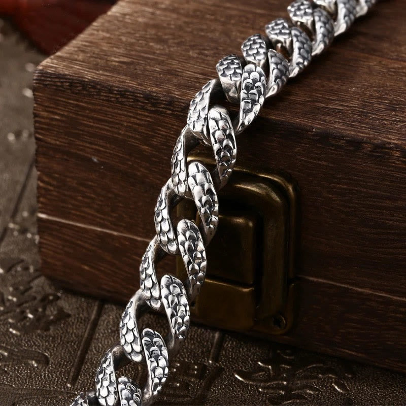 Buddha Stonesレトロドラゴンスケールパターン彫刻守護ブレスレット