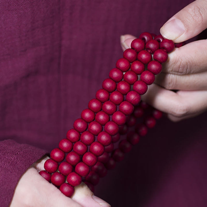 Buddha Stones 108Mala天然アベリアビフローラ 木製 保護ブレスレット