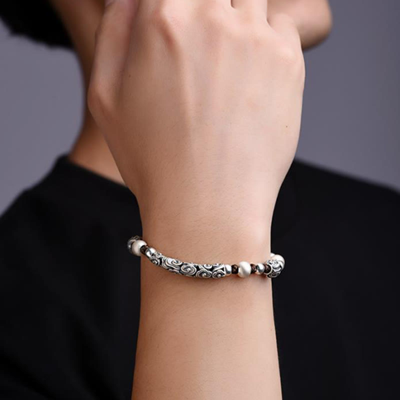 Buddha Stonesチベット ハンドメイド 銅製 999 スターリングシルバー 縁起の良い雲 富の紐ブレスレット - image 4