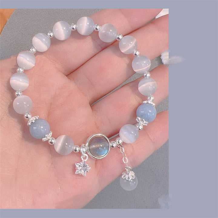 Buddha Stones ムーンストーン バタフライ&スター チャーム ブレスレット レディース