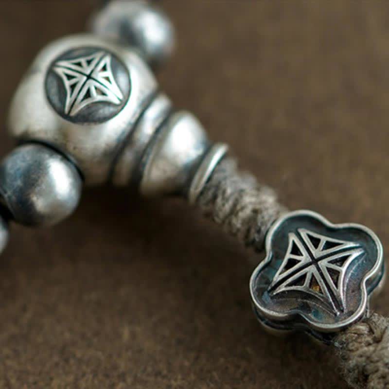 Buddha Stones 108Malaビーズ 925 スターリングシルバー レッドアゲート ターコイズ 自信のチャームブレスレット