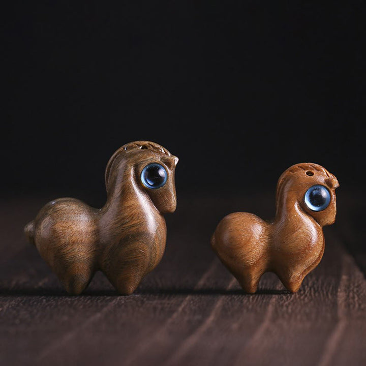 Buddha Stones小葉 紅白檀 緑白檀 幸運のミニ馬 守護飾り