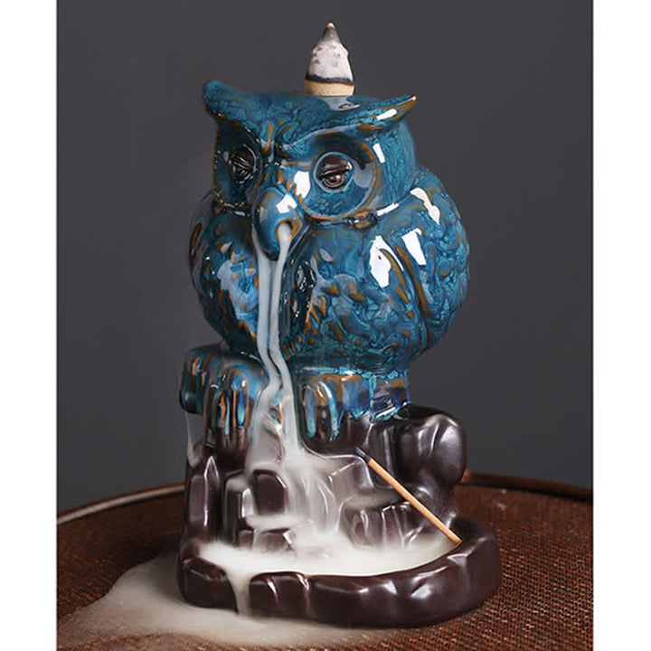 Buddha Stonesかわいいフクロウ 陶器 逆流煙噴水 瞑想 癒し 香炉 装飾