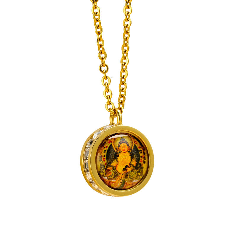 Buddha Stonesチベット イエロー 富の神 グリーン ターラ仏 静寂 チタン鋼 ネックレス ペンダント - image 9