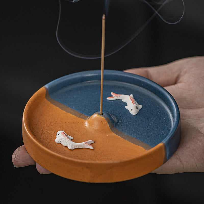 Buddha Stones鯉の模様 スピリチュアルヒーリング 陶器 お香立て 装飾