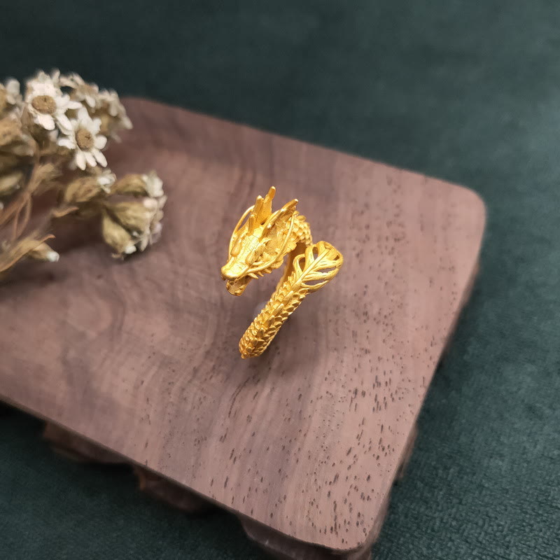 Buddha Stonesゴールデンドラゴン 成功の力の指輪