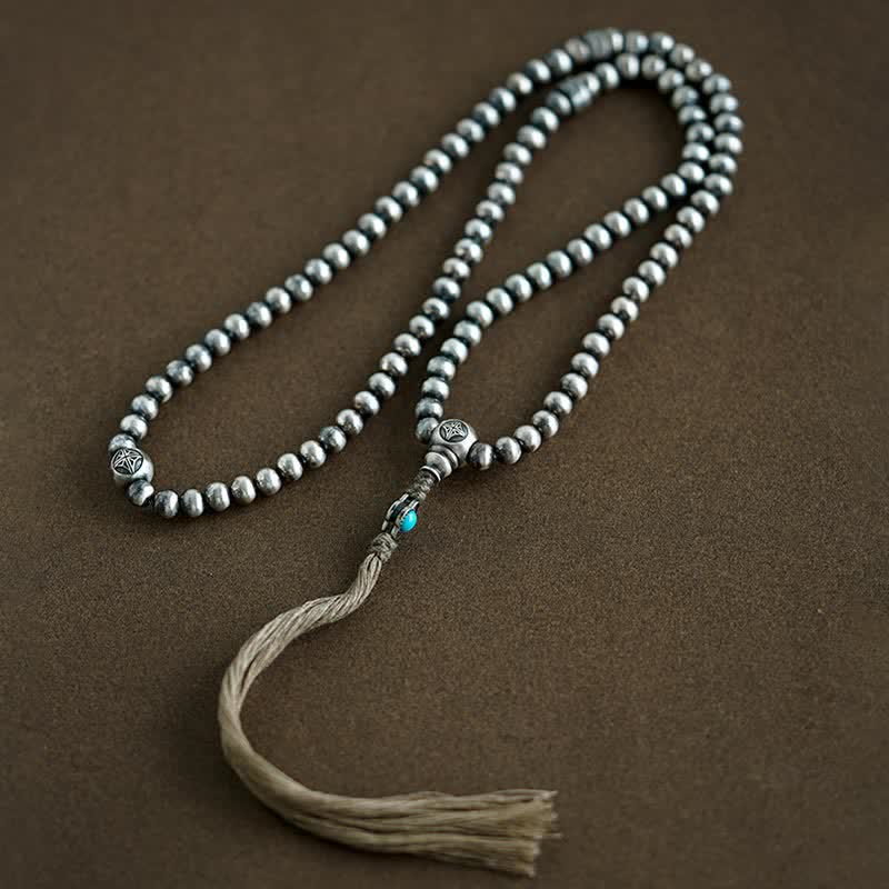 Buddha Stones 108Malaビーズ 925 スターリングシルバー レッドアゲート ターコイズ 自信のチャームブレスレット