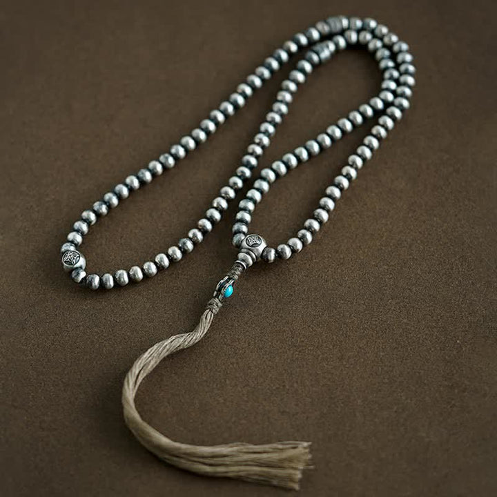 Buddha Stones 108Malaビーズ 925 スターリングシルバー レッドアゲート ターコイズ 自信のチャームブレスレット