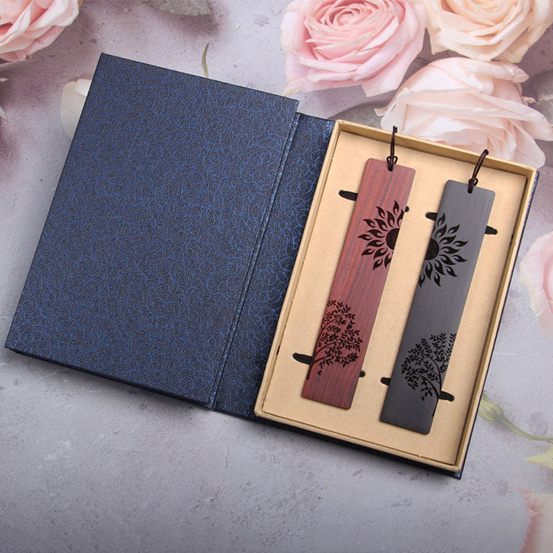 Buddha Stonesサンツリー 黒檀 小葉 紫檀 ブックマーク ギフトボックス付き