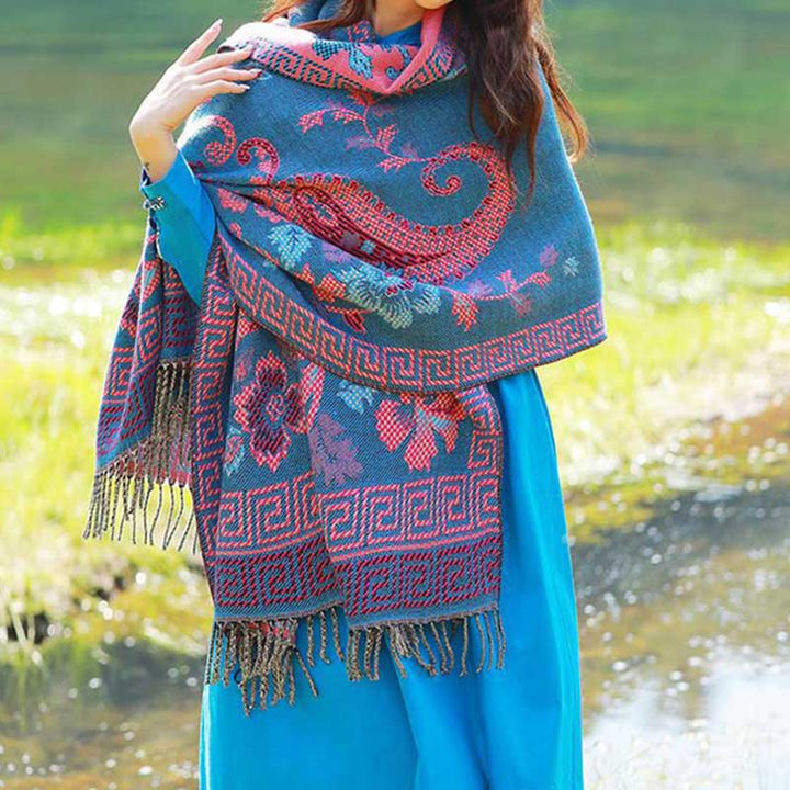 Buddha Stones、チベットの花、葉の模様デザインショール、心地よい旅行用スカーフラップ - image 10