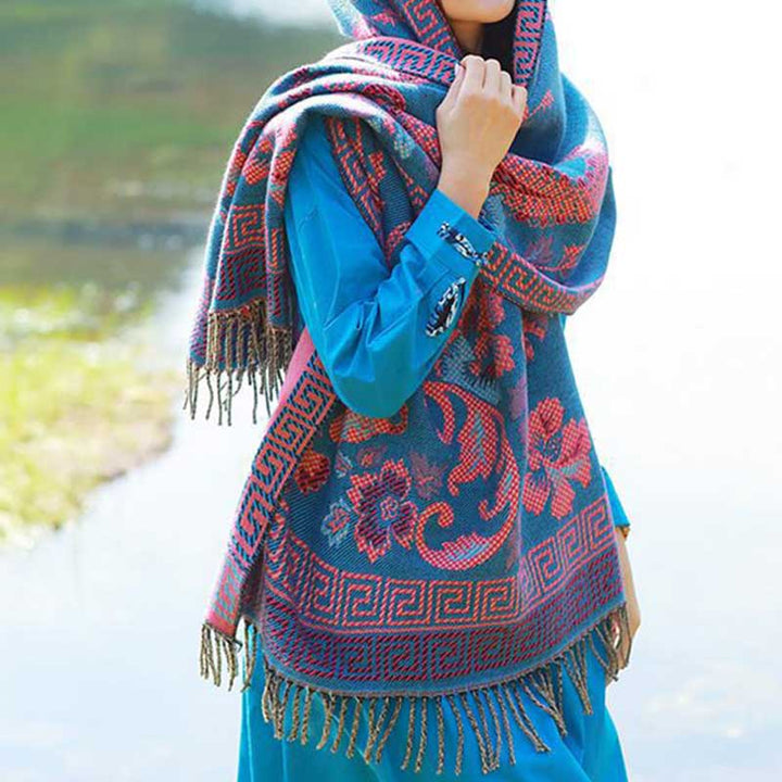 Buddha Stones、チベットの花、葉の模様デザインショール、心地よい旅行用スカーフラップ - image 14