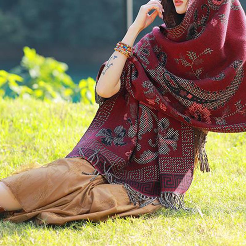 Buddha Stones、チベットの花、葉の模様デザインショール、心地よい旅行用スカーフラップ - image 29