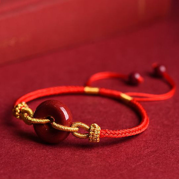 Buddha Stonesの手作り辰砂ピースバックルパターン集中編みブレスレット