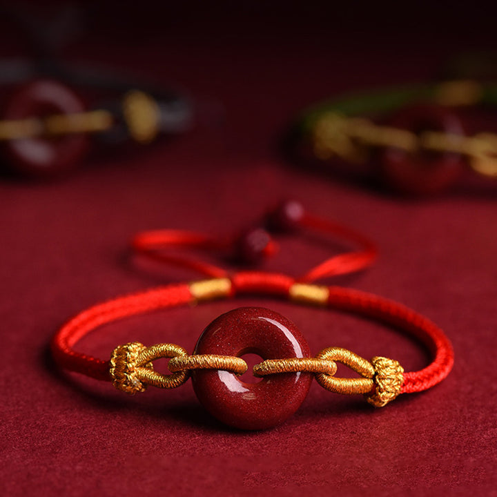 Buddha Stonesの手作り辰砂ピースバックルパターン集中編みブレスレット