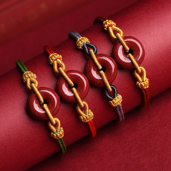 Buddha Stonesの手作り辰砂ピースバックルパターン集中編みブレスレット