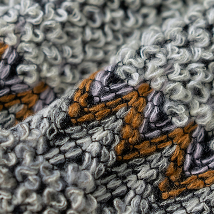 Buddha Stonesチベットショール グレーブラウンストライプ ニットタッセル 冬用 心地よい旅行用スカーフ ラップ