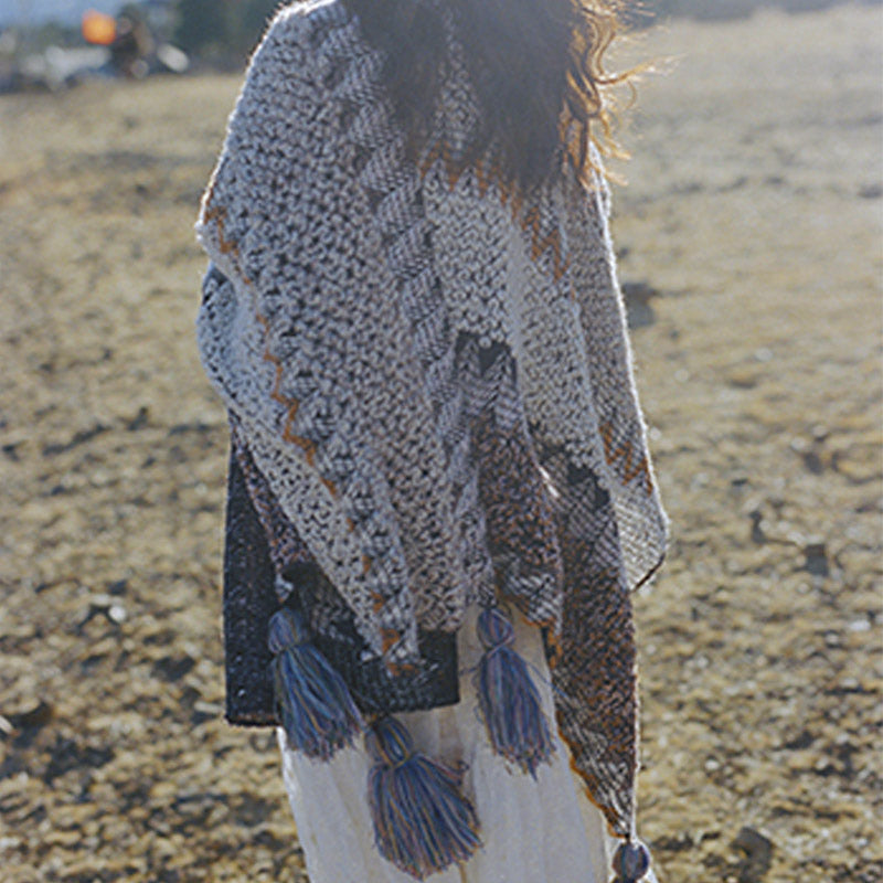 Buddha Stonesチベットショール グレーブラウンストライプ ニットタッセル 冬用 心地よい旅行用スカーフ ラップ