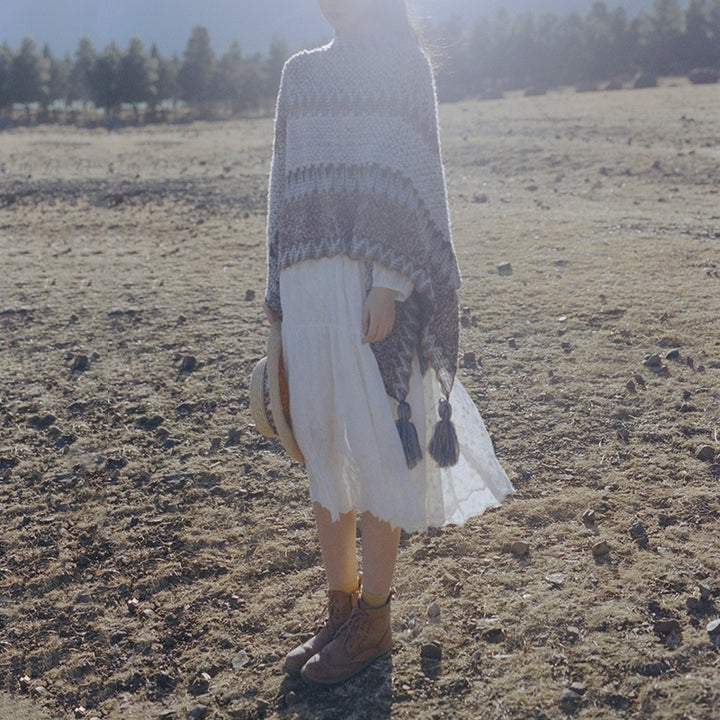 Buddha Stonesチベットショール グレーブラウンストライプ ニットタッセル 冬用 心地よい旅行用スカーフ ラップ