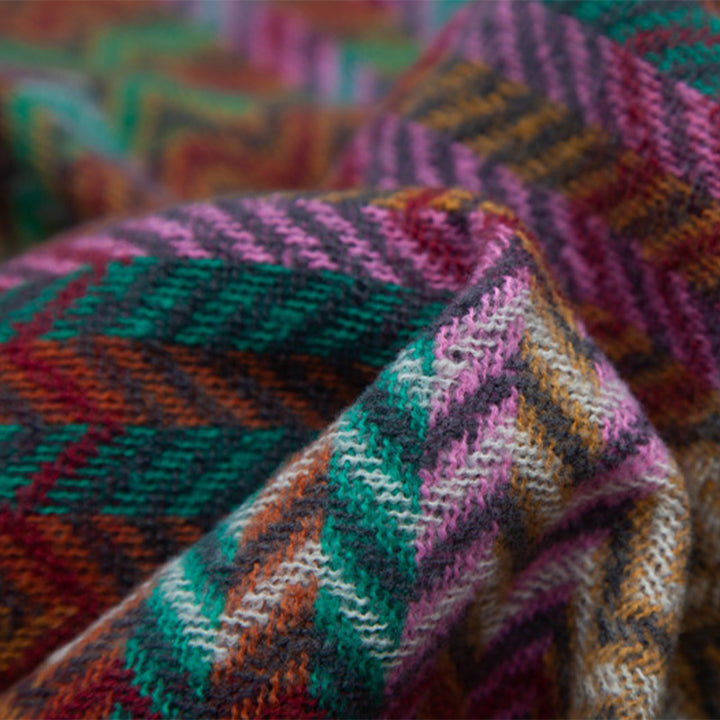 Buddha Stonesチベットショール カラフルな波線タッセル 冬用 心地よい旅行用スカーフ ラップ