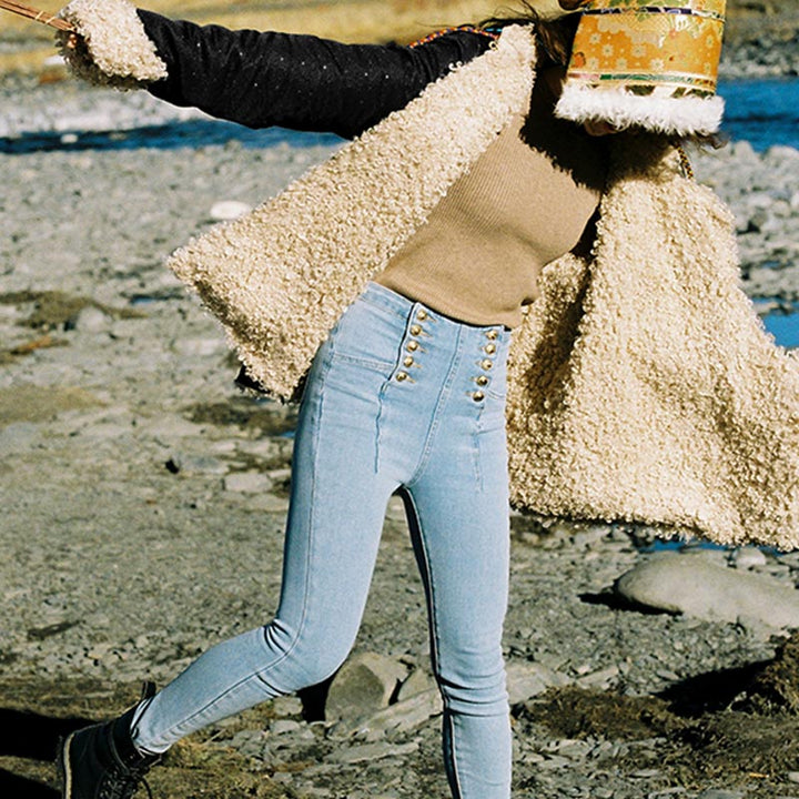 Buddha Stonesチベット衣装ラサフリース裏地付きトップス冬物女性服