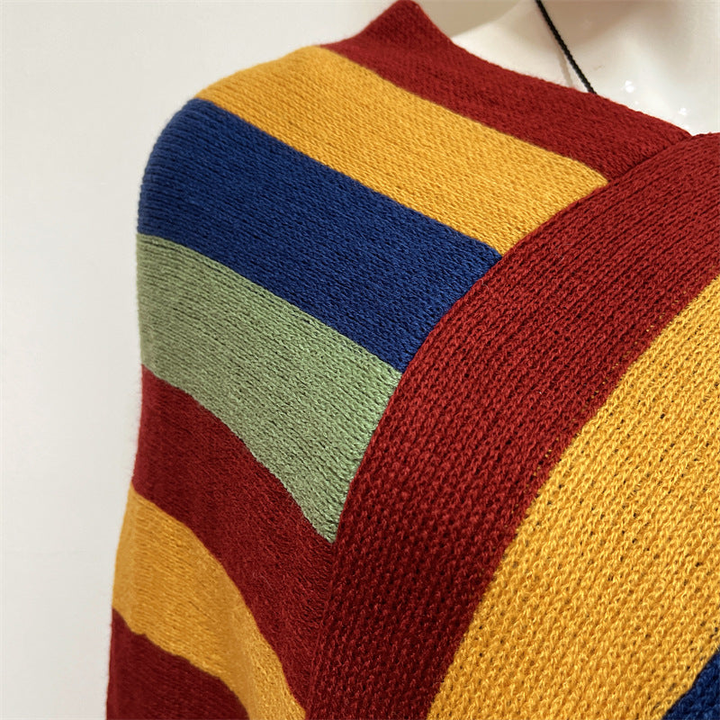 Buddha Stonesチベット カラフル ストライプ デザイン ショール タッセル プルオーバー 冬 快適 旅行用 スカーフ ラップ