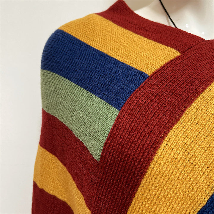 Buddha Stonesチベット カラフル ストライプ デザイン ショール タッセル プルオーバー 冬 快適 旅行用 スカーフ ラップ