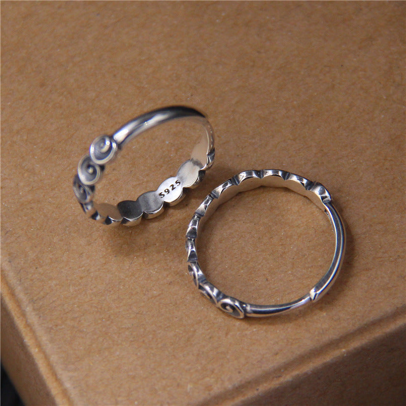 Buddha Stones925 スターリングシルバー 縁起の良い雲の彫刻リング