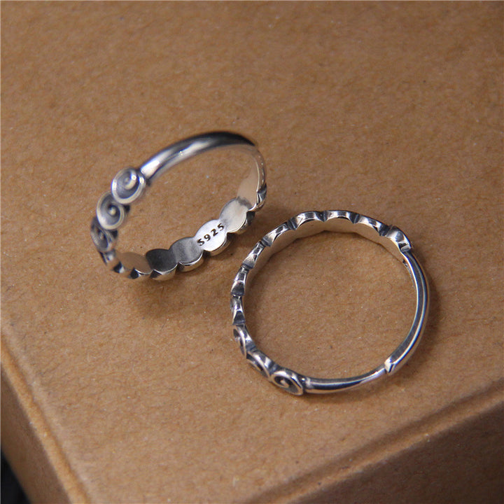 Buddha Stones925 スターリングシルバー 縁起の良い雲の彫刻リング