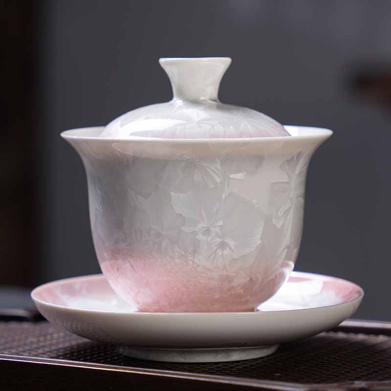 Buddha Stones伝統釉陶器蓋碗三彩ティーカップ カンフーティーカップ&ソーサー 蓋付き 180ml
