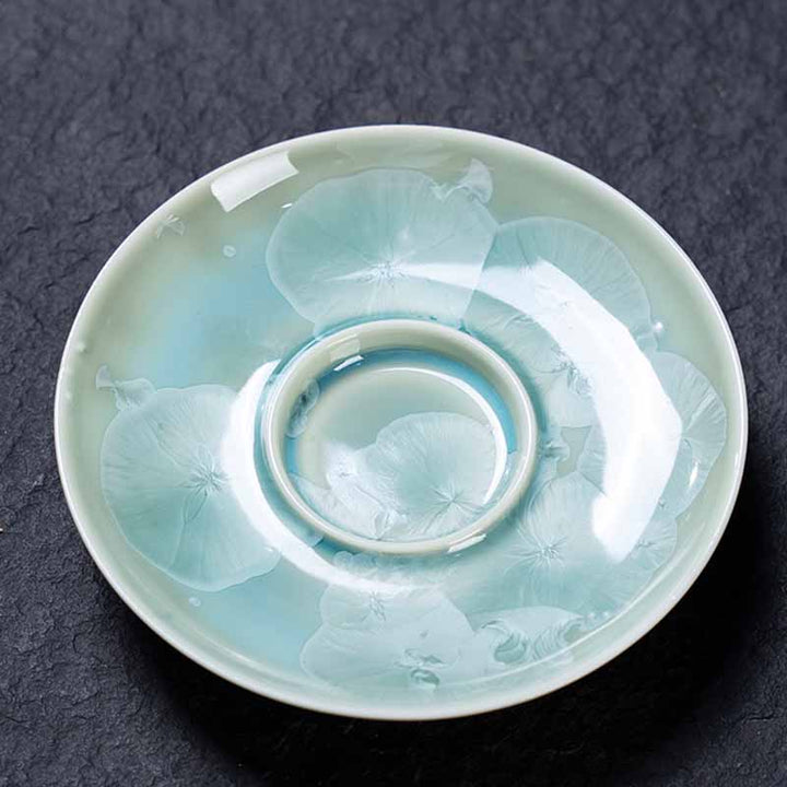 Buddha Stones伝統釉陶器蓋碗三彩ティーカップ カンフーティーカップ&ソーサー 蓋付き 180ml