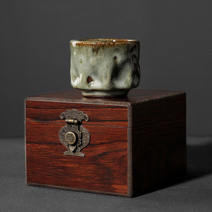 Buddha Stones手作りのシンプルなひび割れた氷の質感の中国Jianzhanセラミックティーカップカンフーティーカップ