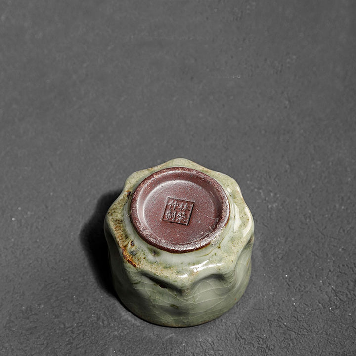 Buddha Stones手作りのシンプルなひび割れた氷の質感の中国Jianzhanセラミックティーカップカンフーティーカップ