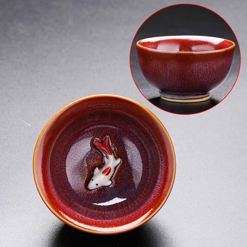 Buddha Stones小さな鯉 窯変 中国 Jianzhan 陶器 ティーカップ カンフー ティーカップ 60ml