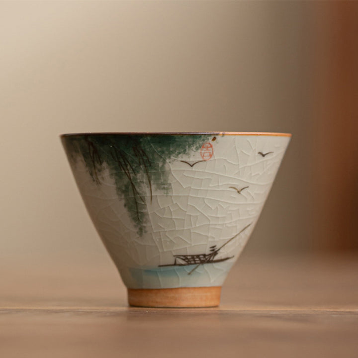 Buddha Stones柿舟 鯉 蓮 陶器 ティーカップ カンフーティーカップ 50ml