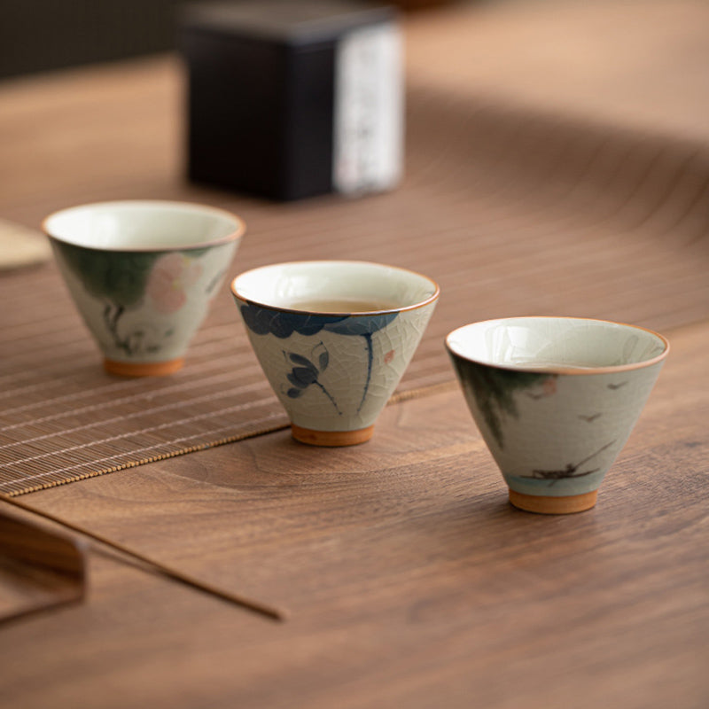 Buddha Stones柿舟 鯉 蓮 陶器 ティーカップ カンフーティーカップ 50ml