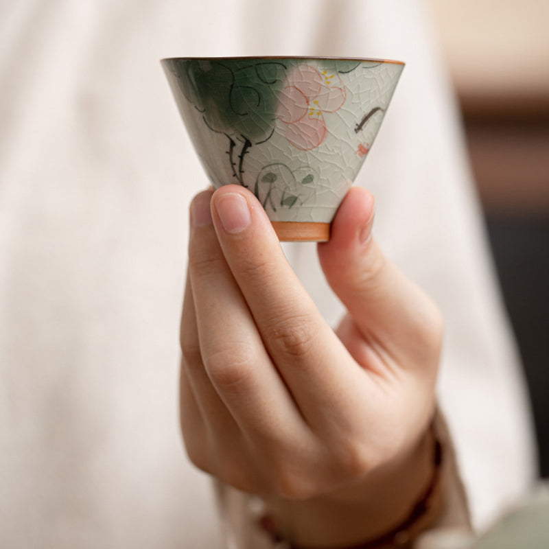 Buddha Stones柿舟 鯉 蓮 陶器 ティーカップ カンフーティーカップ 50ml