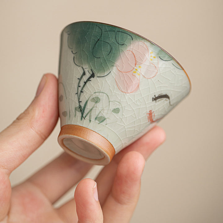 Buddha Stones柿舟 鯉 蓮 陶器 ティーカップ カンフーティーカップ 50ml