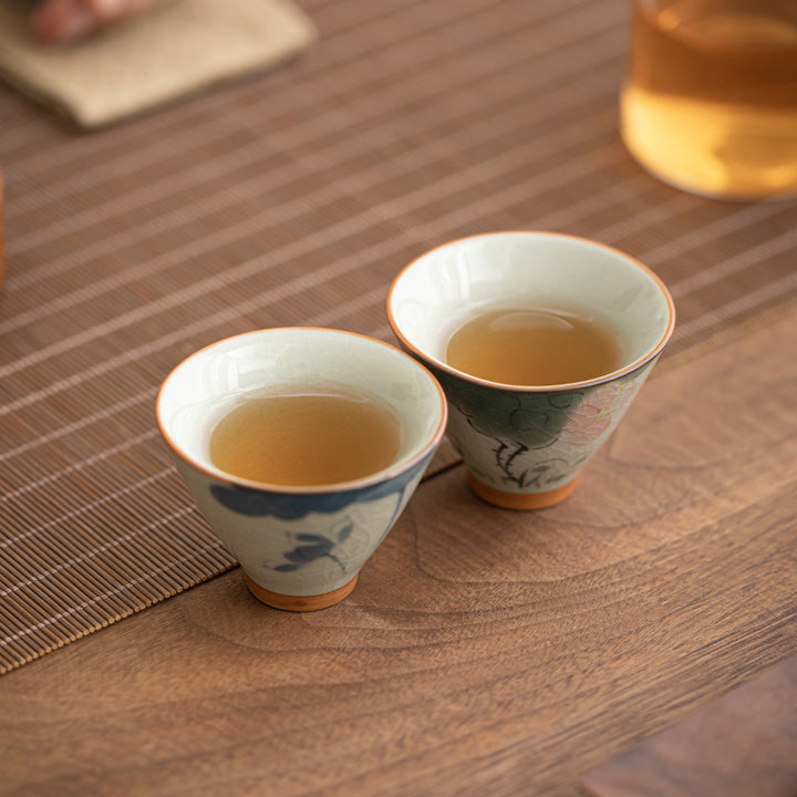 Buddha Stones柿舟 鯉 蓮 陶器 ティーカップ カンフーティーカップ 50ml