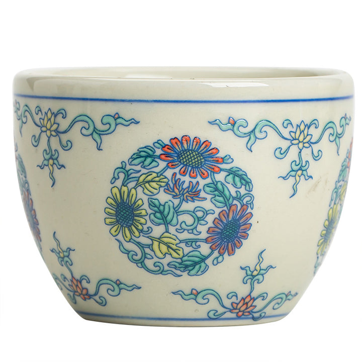 Buddha Stonesアロワナ牡丹ひまわり陶器ティーカップカンフーティーカップ60ml