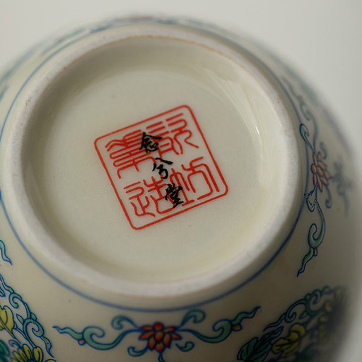 Buddha Stonesアロワナ牡丹ひまわり陶器ティーカップカンフーティーカップ60ml