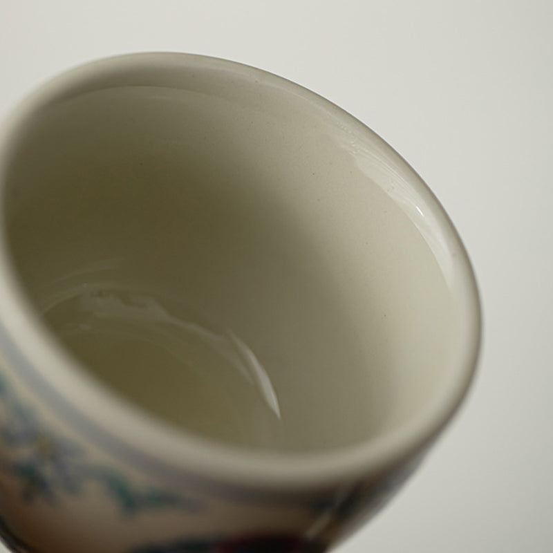 Buddha Stonesアロワナ牡丹ひまわり陶器ティーカップカンフーティーカップ60ml