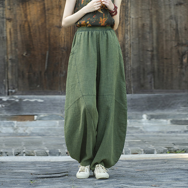 Buddha Stonesコットンリネンパンツハーレムパンツゆったり禅ヨガ太極拳レディースパンツ - グリーン(レギュラースタイル) - US8-10、 UK/AU12-14、 EU40-42 (L)  - image 27