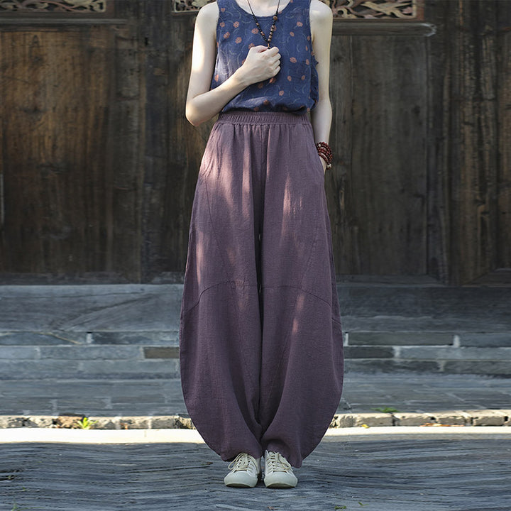 Buddha Stonesコットンリネンパンツハーレムパンツゆったり禅ヨガ太極拳レディースパンツ - パープル(レギュラースタイル) - US8-10、 UK/AU12-14、 EU40-42 (L)  - image 34