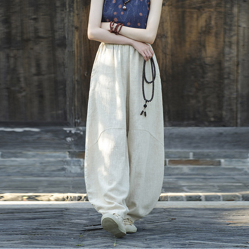 Buddha Stonesコットンリネンパンツハーレムパンツゆったり禅ヨガ太極拳レディースパンツ - image 1