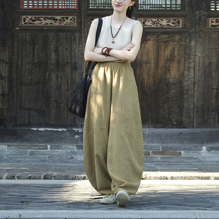 Buddha Stonesコットンリネンパンツハーレムパンツゆったり禅ヨガ太極拳レディースパンツ - image 12