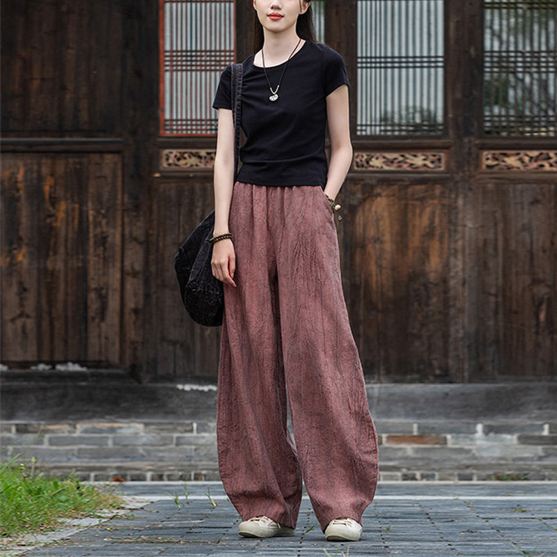 Buddha Stonesラミーコットンリネンパンツ タイダイデザイン ゆったり 禅ヨガ レディースパンツ ポケット付き - image 22