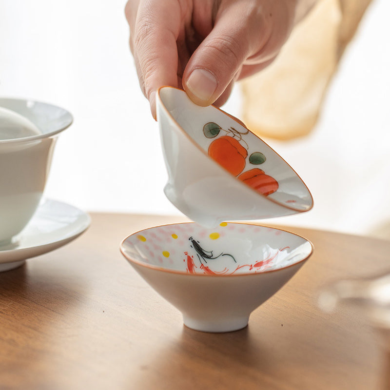 Buddha Stones曼荼羅花鯉蓮鳥柿ティーカップカンフーティーカップ50ml