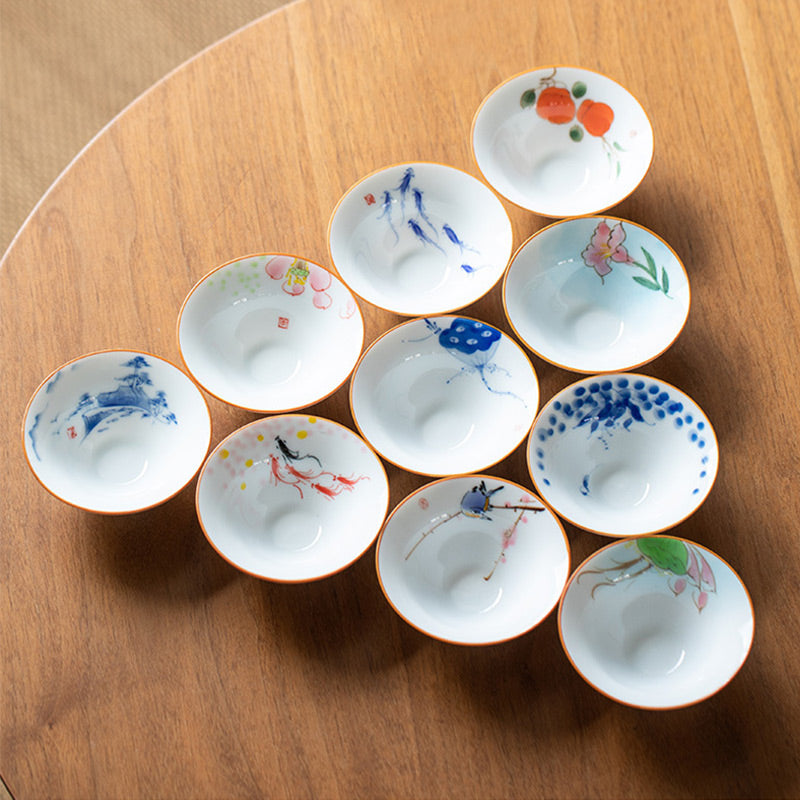 Buddha Stones曼荼羅花鯉蓮鳥柿ティーカップカンフーティーカップ50ml