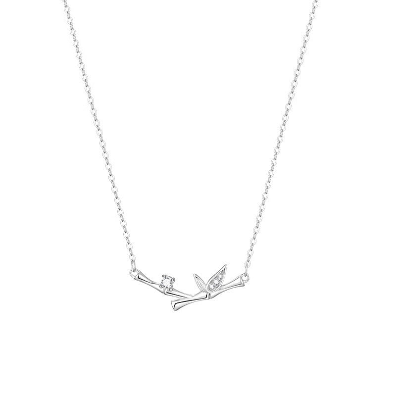 Buddha Stones竹の葉デザイン 銅ジルコン 富のネックレスペンダント