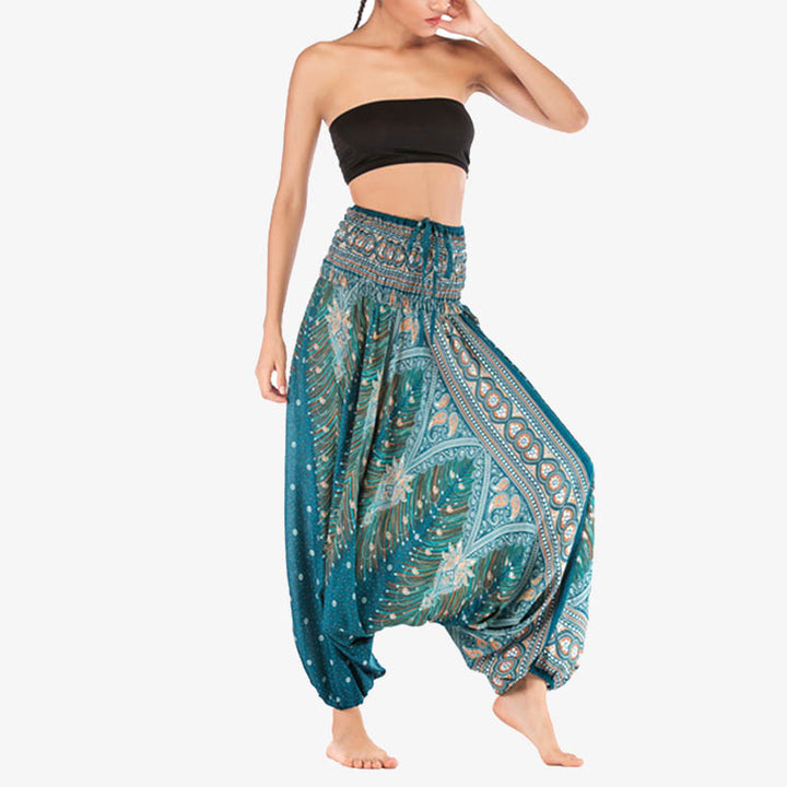 Buddha Stones2スタイル羽根飾り幾何学模様ゆったりスモックパンツジャンプスーツレディースヨガパンツ - image 29